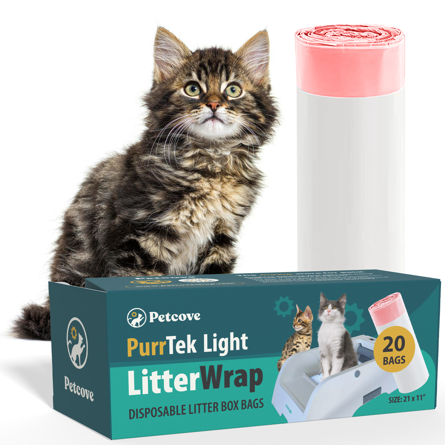 LitterWrap Litter Box Liner Refill - 20 Count (For PurrTek Light)