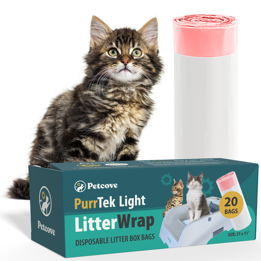 PurrTek™ Light Self-Cleaning Litter Box with 3 Liner Rolls & Carbon Deodorizers