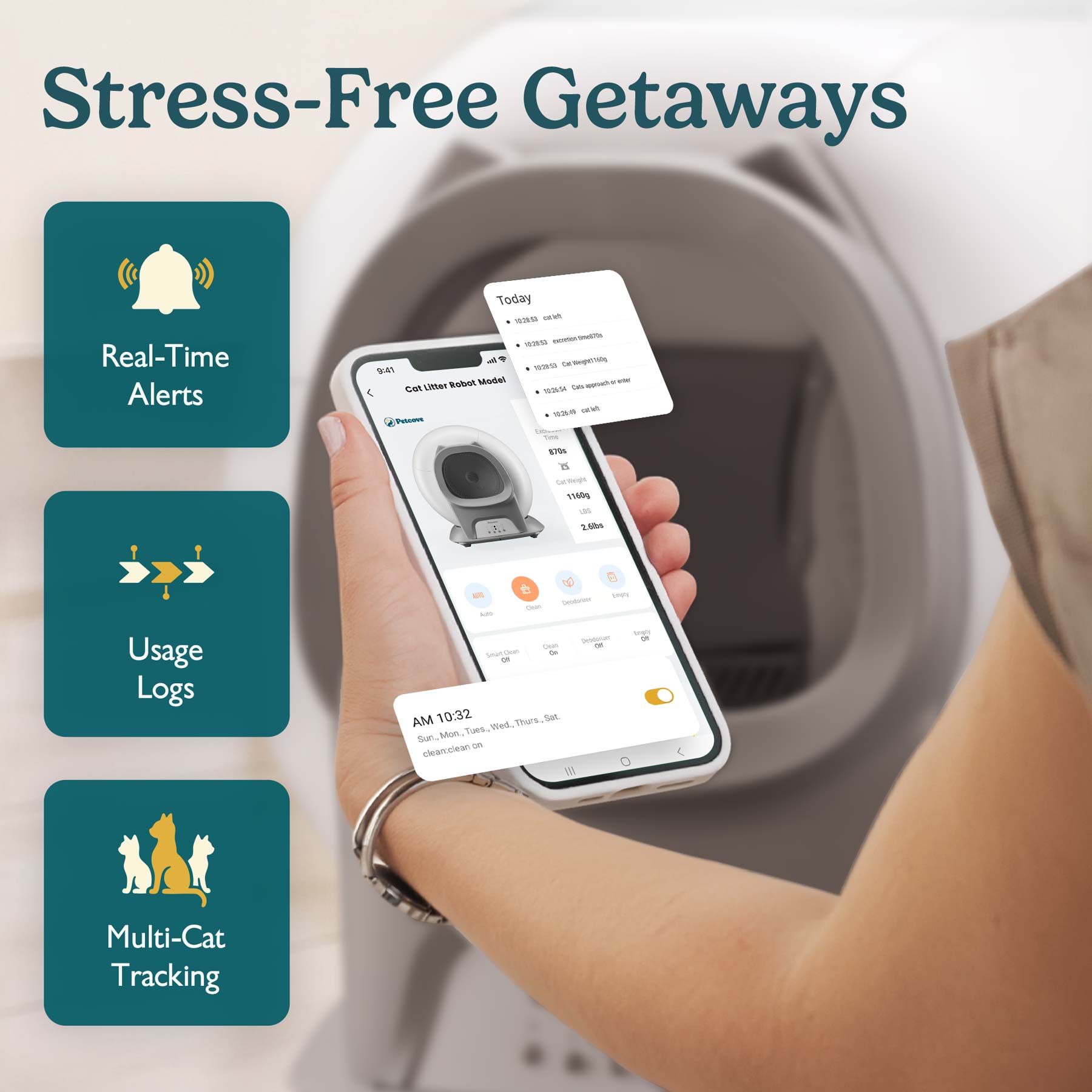 PurrTek™ Self-Cleaning Litter Box – Cat Ears Edition