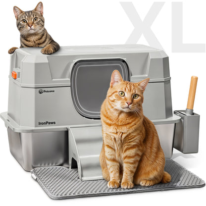 Iron Paws™ Stainless Steel Litter Box with Lid