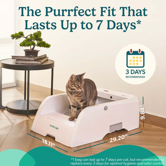 PurrTek™ Light Self-Cleaning Litter Box with 3 Liner Rolls & Carbon Deodorizers