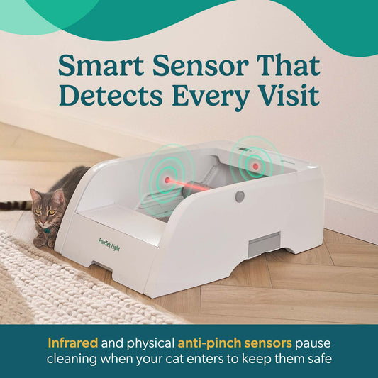 PurrTek™ Light Self-Cleaning Litter Box with 3 Liner Rolls & Carbon Deodorizers